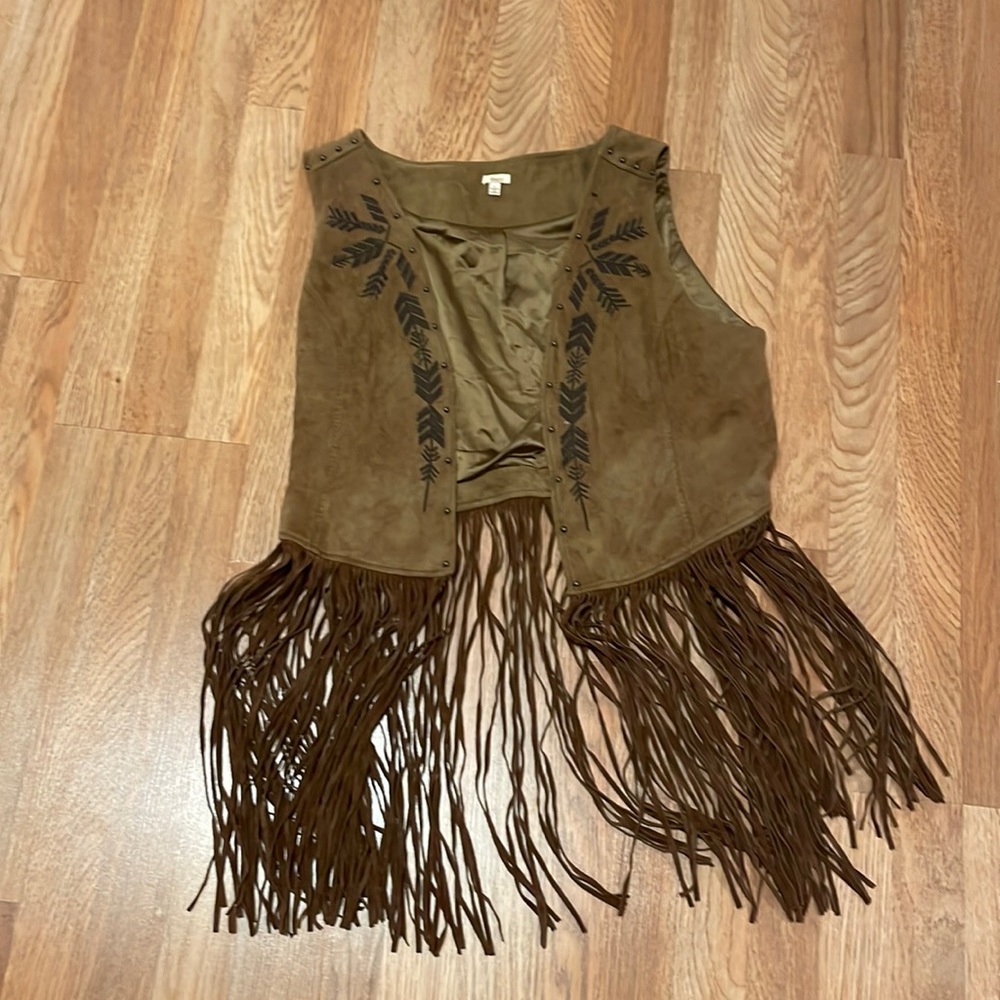 Fringe faux suede vest